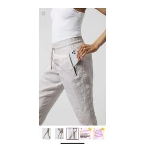 ATHLETA Cabo Linen Jogger Micro Cheetah Abalone Grey White Style #988237, Sz 14